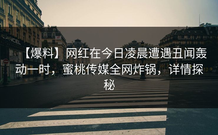 【爆料】网红在今日凌晨遭遇丑闻轰动一时，蜜桃传媒全网炸锅，详情探秘
