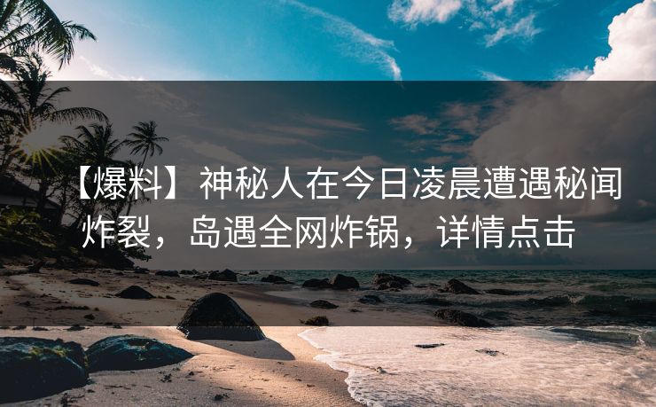 【爆料】神秘人在今日凌晨遭遇秘闻炸裂，岛遇全网炸锅，详情点击