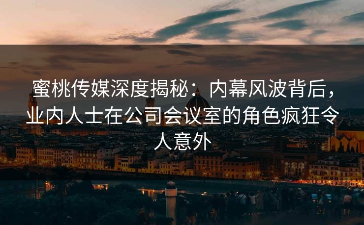 蜜桃传媒深度揭秘：内幕风波背后，业内人士在公司会议室的角色疯狂令人意外