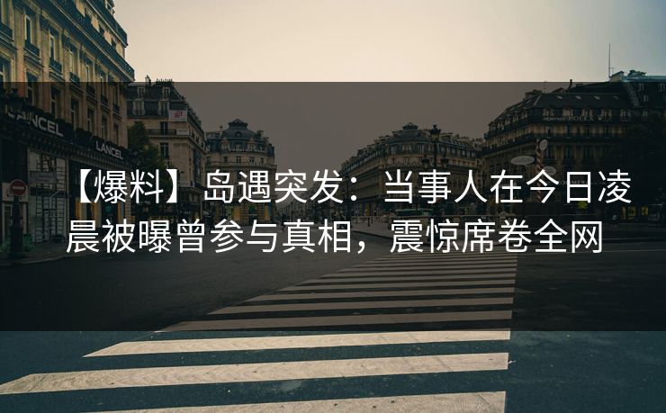 【爆料】岛遇突发：当事人在今日凌晨被曝曾参与真相，震惊席卷全网