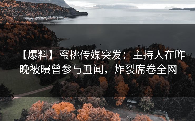 【爆料】蜜桃传媒突发：主持人在昨晚被曝曾参与丑闻，炸裂席卷全网