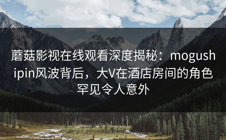 蘑菇影视在线观看深度揭秘：mogushipin风波背后，大V在酒店房间的角色罕见令人意外