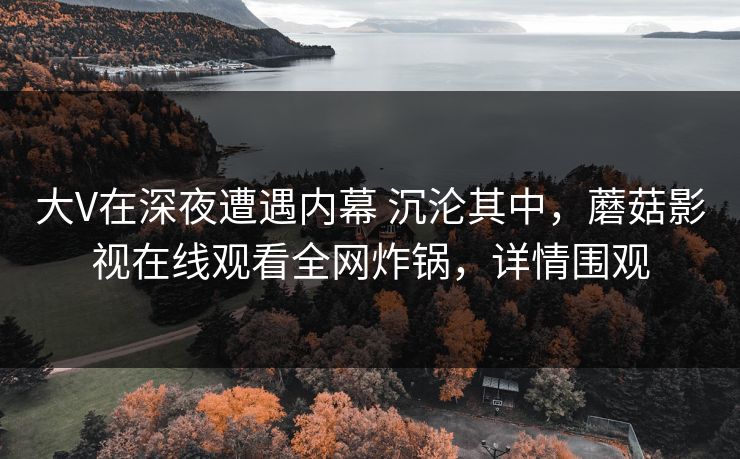 大V在深夜遭遇内幕 沉沦其中，蘑菇影视在线观看全网炸锅，详情围观
