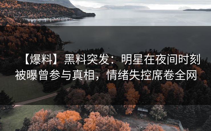 【爆料】黑料突发：明星在夜间时刻被曝曾参与真相，情绪失控席卷全网